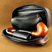 Wooden tobacco pipe PU leather case/bag for 2 tobacco pipes and other accessories (not include pipes and accessories)