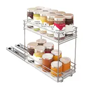 2 Tier Sliding Pull Out Vertical Spice Rack Organizer for Cabinet