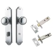 Cambridge Knob Shouldered Backplate Privacy Kit w Privacy Turn Brushed Chrome