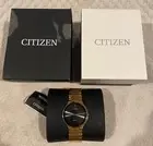 Citizen Stiletto Watch Eco-Drive Gold- Tone Stainless Steel Black Two Hand Dial