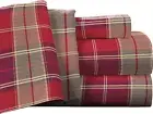 Pointehaven Flannel Deep Pocket Set with Oversized Flat Sheet, Queen, Piedmont P
