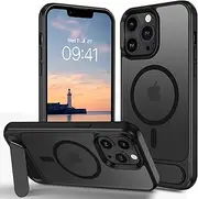 GUAGUA Strong Magnetic for iPhone 13 Pro Max Case Kickstand [Compatible with MagSafe] [Mil-Grade Drop Protection ] Slim Translucent Matte Sturdy Stand Phone Case iPhone 13 Pro Max, Frosted Black