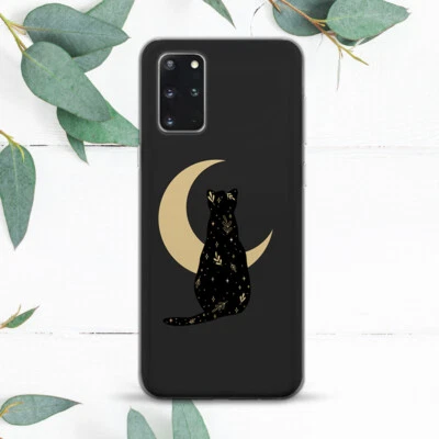 Moon Celestial Black Cat Cute Case For Samsung Note 20 S20 S21 S22 S23 S24 FE