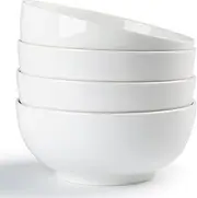 QIXIAOTOUQI 40 Ounces Soup Bowls, 7 Inch Salad Bowls, Set of 4 Cereal Bowls, Pasta Bowls, Pho Bowls, Durable Porcelain Off White Bowls,Ramen Bowl,Oatmeal Bowl, Fruit Bowl,Dishwasher & Microwave Safe