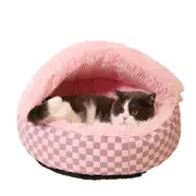 Plush Cushioned Hooded Pet Bed Winter Pet Cave Nest