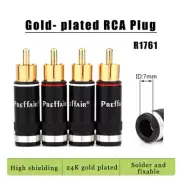 ​4PCS Gold Plated RCA Plug Audio Connectors RCA Male Plugs 5-6mm Cables Adapters