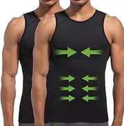 [Lgtfy] Mens Compression Shirt, Slimming Body Shaper Under Shirt, Gynecomastia Tummy Control Back Support Tank Top Shaperwear