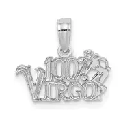14K White Gold Wg 100% Virgo Zodiac Charm