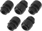 X AUTOHAUX M16x1.5 Cable Glands 15.8mm / 0.62" Bellows Waterproof Tensile Joint Straight-Through PA6 Nylon Black 5 Pcs