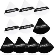 YOKONICO Triangle Powder Puff, 10 Pack Soft Velour Makeup Puffs for Loose Powder, Cotton Sponges Puff for Face Cosmetic Foundation, Mineral Wet Dry Makeup Tools (Black&White)