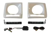 MERCEDES G CLASS W463 HEAD LAMP CASE + BLACK LED DAY LIGHTS SET 1991-2017