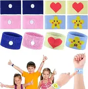 4 Pairs Kids Motion Sickness Bands Travel Wristbands Kids Motion Sickness Relief Band Nausea Bands Motion Sickness Wristbands Car Sickness Bracelet for Kids for Morning Flying Travel (Bright Style)
