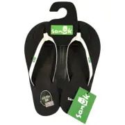 Women's Size 5.0 Sanuk Yoga Joy Black / White Sandals Flip Flops