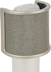 Geekria for Creators Mic Metal Pop Filter, Windscreen Cover with Metal Mesh and Foam Filter, Antipop Mask Compatible with Audio-Technica AT2020, FIFINE K669B, Rode NT-USB (Size S/Nickel)