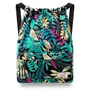 Waterproof Drawstring Sport Bag Lightweight Sackpack Backpack X_blue Leaves