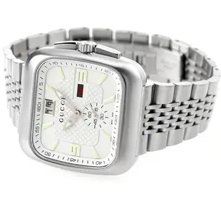GUCCI YA131319 古馳 手錶 40mm 白色面盤 不鏽鋼錶帶 日期盤 小秒針 男錶