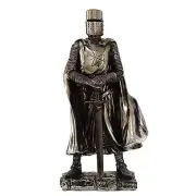 Crusader Knight Statue Silver Finishing Cold Cast Resin Statue 7" (8712)