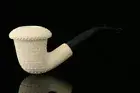 srv Premium - Lattice Calabash 9mm. Filter Block Meerschaum Pipe with case M3334