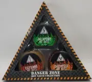 Danger Zone Ornament Shape Cayenne Jalapeño Chipotle Hot Sauce Collections