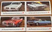NOS 1968 Plymouth Dealer Postcard Set GTX Barracuda Fury