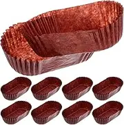 ULTECHNOVO Oval Cake Paper Tray, Boat Shape Paper Cups, Greaseproof Cupcake Liners, Chocolate Colour, 73 x 35 x 25 mm, Pack of 1000