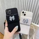 For iPhone Samsung Crossbody Strap Fashion Bowknot Card Wallet Case Phone Cover