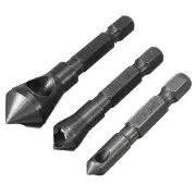 3Pcs 1/4 Inch Hex Shank Countersink Drill Bit Set Deburring Hand Tool