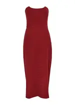 Emilia Wickstead Ryder Smocked Satin Midi Dress - Red - 12 (UK12 / M) 12 (UK12 / M)