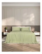 [DreamZ] Double Size Fitted Sheet Set Pillowcase 4 Pieces Set in Sage Green