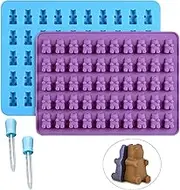 Chocolate Molds,Bear Candy Silicone Mould,Candy Bar Molds, Candy Molds Silicone， with 2 Bonus Droppers. for Chocolate, Candy, Jelly, Ice Cube, Dog Treats, Cupcake Baking Mould