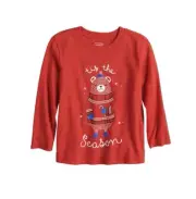 NEW Softest Tee Toddler KIDS Red HOLIDAY Winter Bear LONG SLEEVE TEE Size 5T