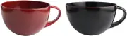 J-Kitchens Outdoor Pair Soup Cup Bowl, Negoro & Akebono, Wooden, Φ4.5 x 2.6 inches (11.5 x 6.5 cm)