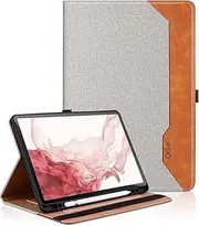 Samsung Galaxy Tab S9 Plus Case for Tab S8 Plus/ S7 Plus/ S7 FE 12.4 inch - [S Pen Holder] Flip Folio Tablet Case with Auto Wake/Sleep Front Pocket Smart Cover, Gray