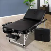 3 Fold Zenses Massage Table Beauty Bed 75cm Portable Black