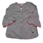 NWT Talbots x Oprah Collection Gingham Bell Sleeve Cottagecore Blouse Size PM