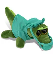 DolliBu Big Eye Alligator Doctor Plush Toy with Scrub Uniform and Cap - 6 Inch