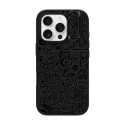 iPhone 16 Pro Impact Ring Stand Case MagSafe Compatible Transparent Black Cute Funny Doodle Graffiti Drawings