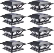 SIEDiNLAR Solar Post Lights Outdoor 2 Modes LED Deck Fence Cap 8 Pack, Black