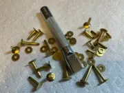 #9 SETTER & 20-pc Assortment of Size 9 SOLID BRASS Rivets & Burrs 1/2"_3/4"_1"
