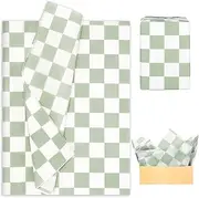 Whaline 100 Sheets Checkered Tissue Paper Sage Green Gift Wrapping Paper Art Craft Paper for DIY Crafts Wedding Birthday Baby Shower Party Decorations, 14 x 20 Inch