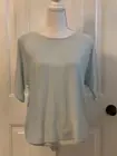 New Eileen Fisher Organic Linen Cotton Bateau Neck Box-Top Light Blue Sz S
