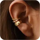 Dainty Small Ear Cuff for Women - Trendy 14K Gold Plated CZ Non Piercing Cartila