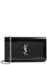 Saint Laurent Cassandre Patent Leather Wallet-on-chain - Black ONE SIZE