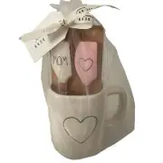 Rae Dunn Heart Ceramic Mug Gift Set with 2 Mini Spatulas - Heart & Mom - NWT
