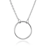 Charming Simplicity Sterling Silver Circle Pendant Necklace