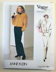 Vogue American Designer Anne Klein sewing pattern 1661 Sz 12 Jacket Skirt Pants