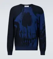 [McQueen] McQueen Skull jacquard wool sweater AU 96 blue