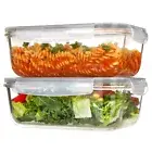 2Pack 1860ml/ 63oz Large Glass Storage Containers with Lids, Meal Prep Food Cont