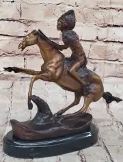 Warrior Lost Wax American Bronze Statue Sculpture Inspired by Remington Artwork
