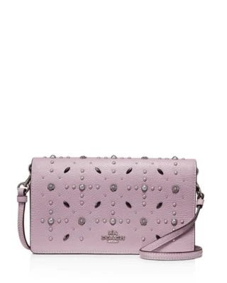 NWT Coach Prairie Rivets Leather Convertible Crossbody bag Purple/Gunmetal $225
